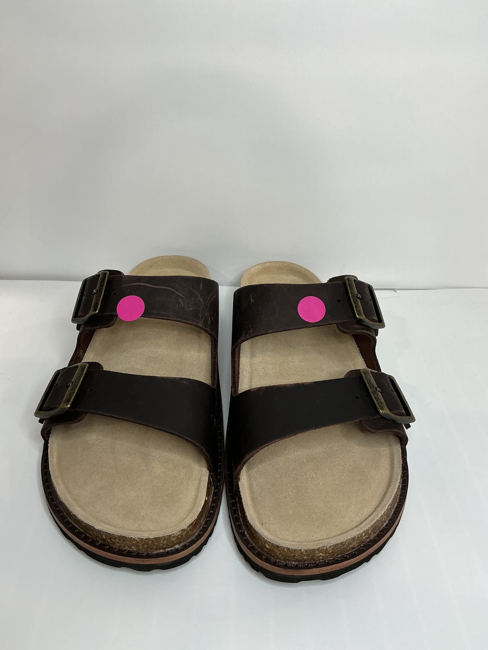 Nubuck Leather Double Buckle Slide